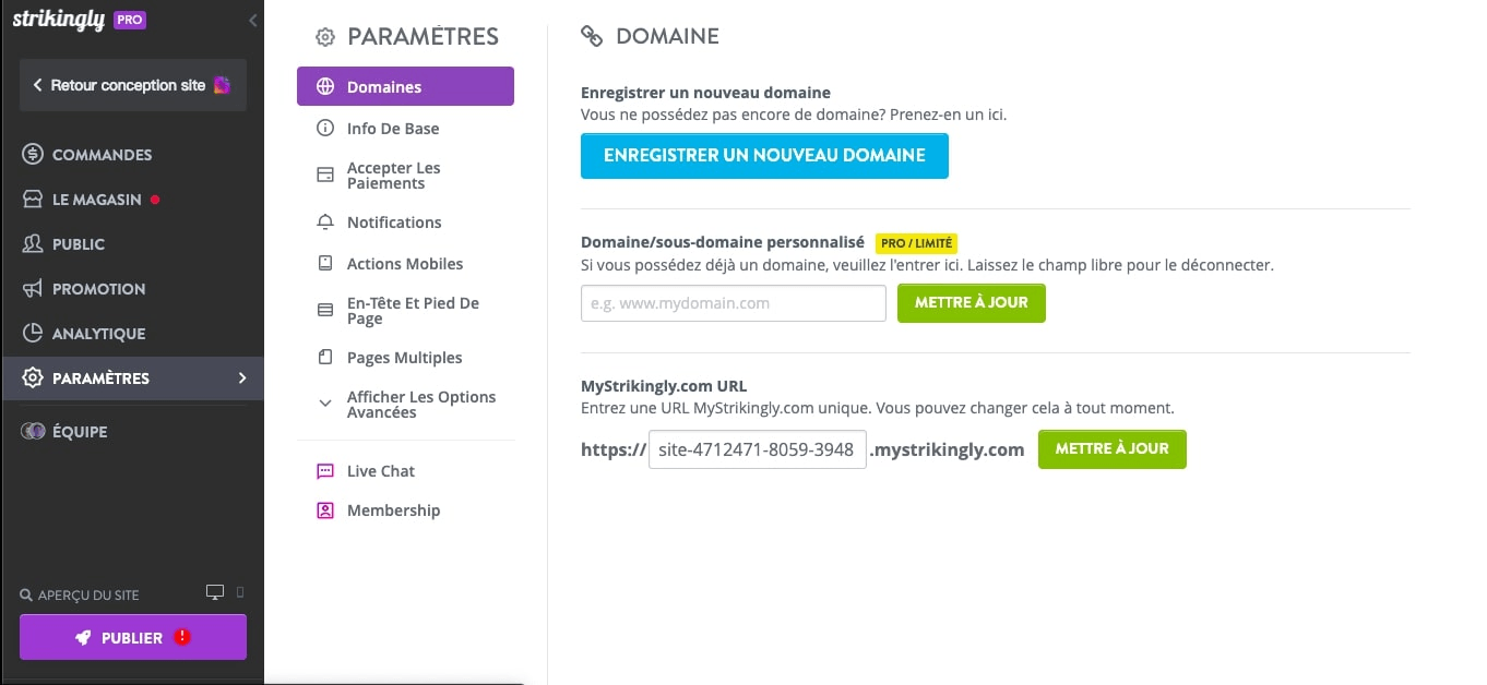 Choix du domaine de site web Choix du domaine de site web